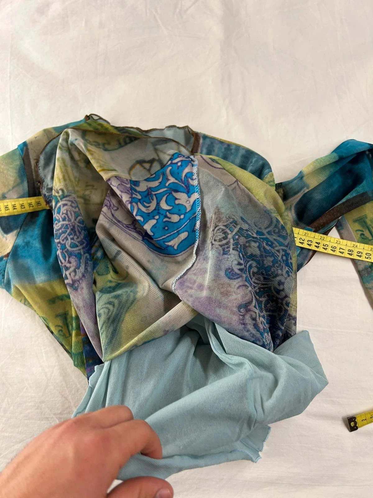 Lange mouw blouse tuniek veelkleurig prima paris vintage effect transparant kanten patronen – photo 13
